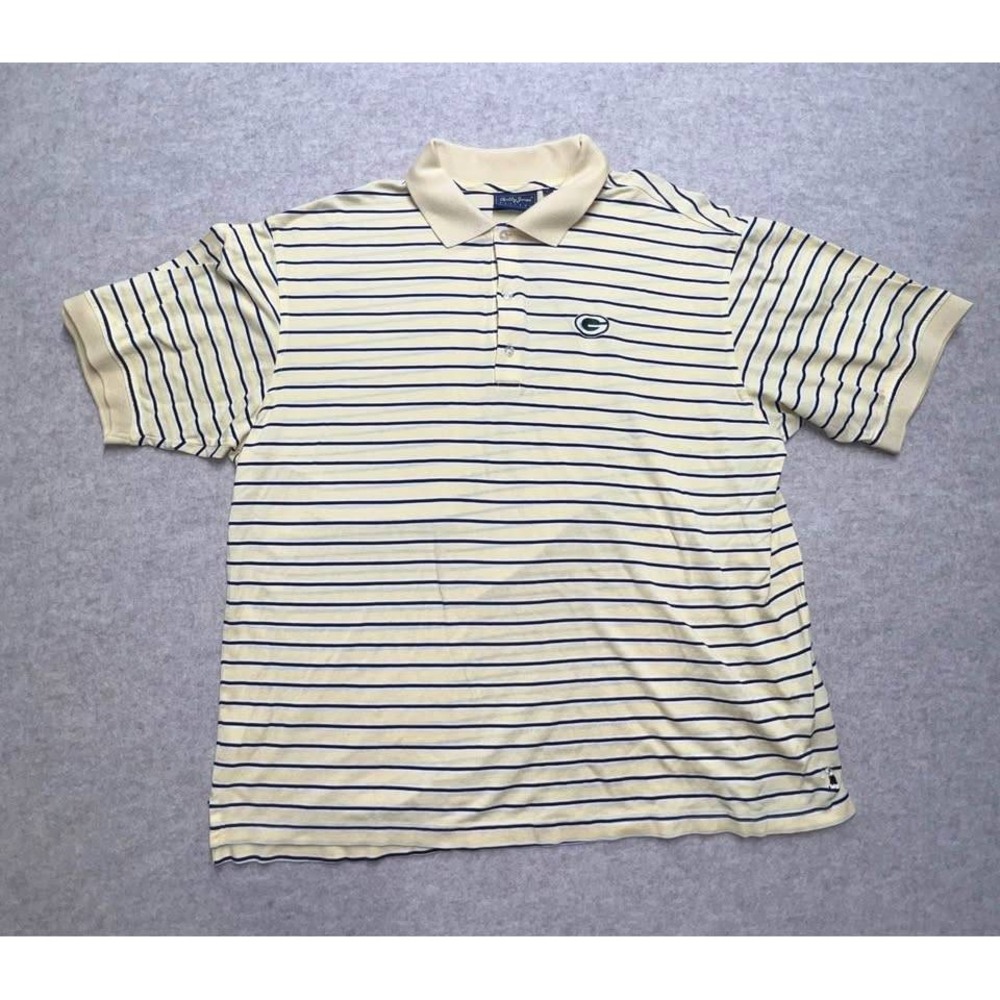 Bobby Jones Player Mens Large Yellow‎ Black Stripe Polo Shirt Golf GB Packers